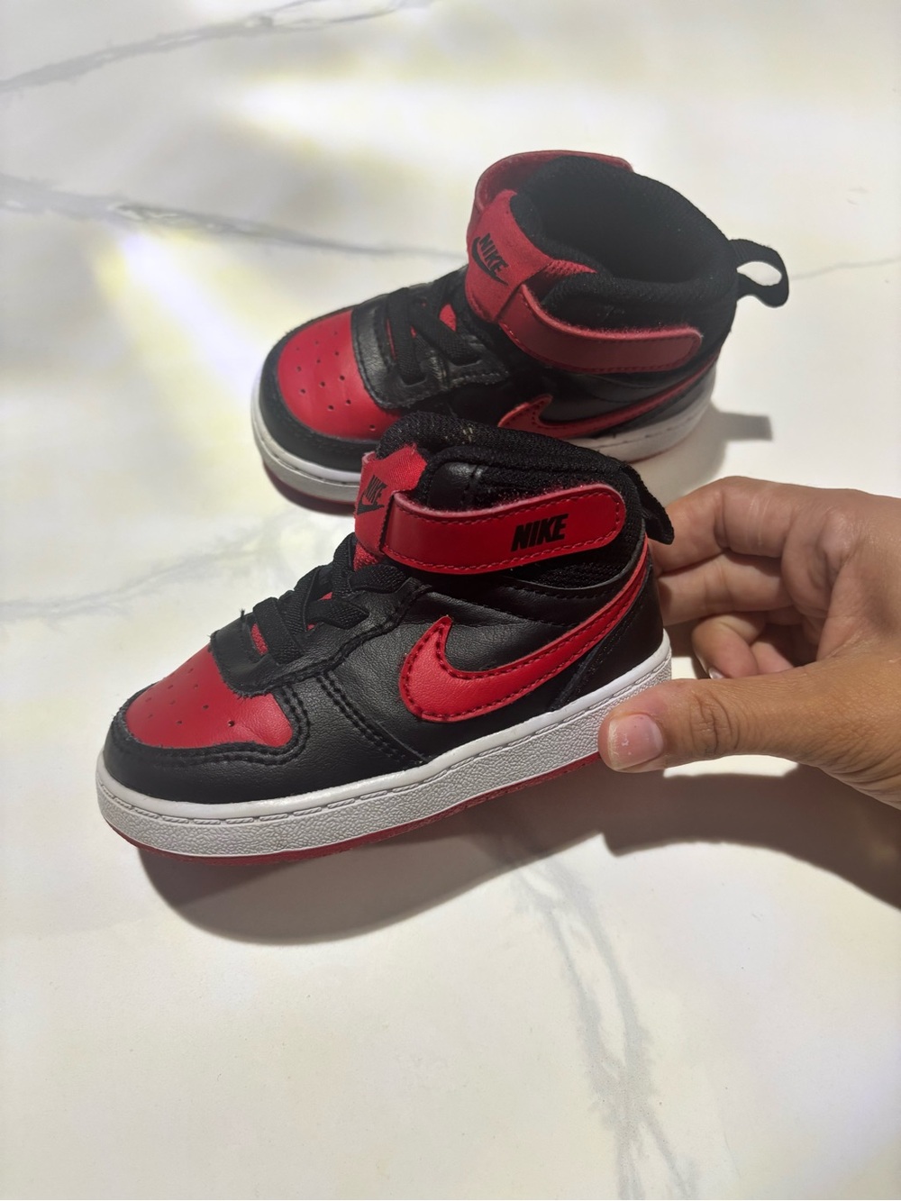 Nike Toddler High-Top Sneakers in Black and Red